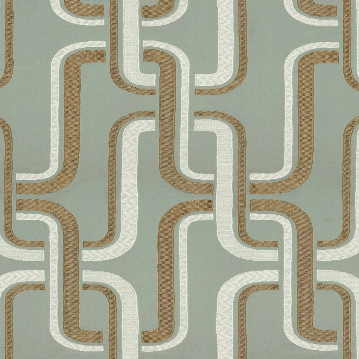 Luminescence Fabric - Celadon by blue geometric jacquard fabric from Casamance