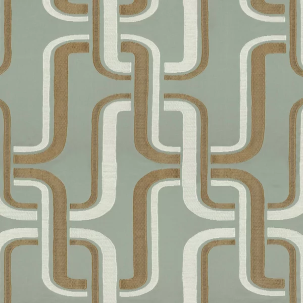 Luminescence Fabric - Celadon by blue geometric jacquard fabric from Casamance