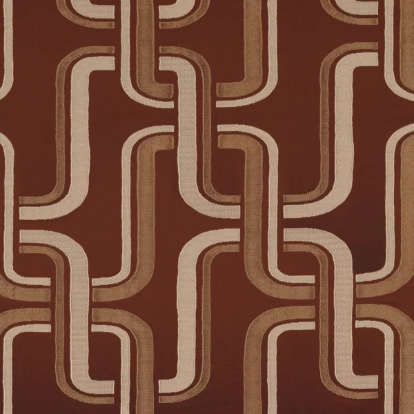 Luminescence Fabric - Acajou by red geometric jacquard fabric from Casamance