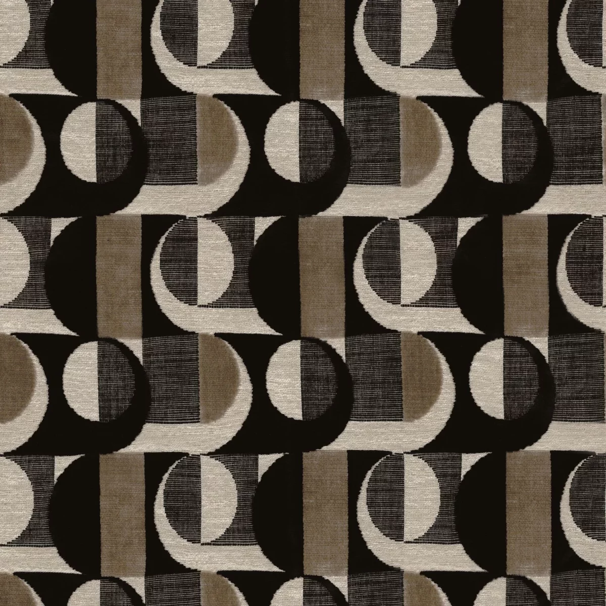 Alliance Fabric - Noir by black-grey geometric velvet-chenille fabric from Casamance