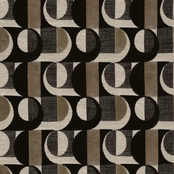 Alliance Fabric - Noir by black-grey geometric velvet-chenille fabric from Casamance