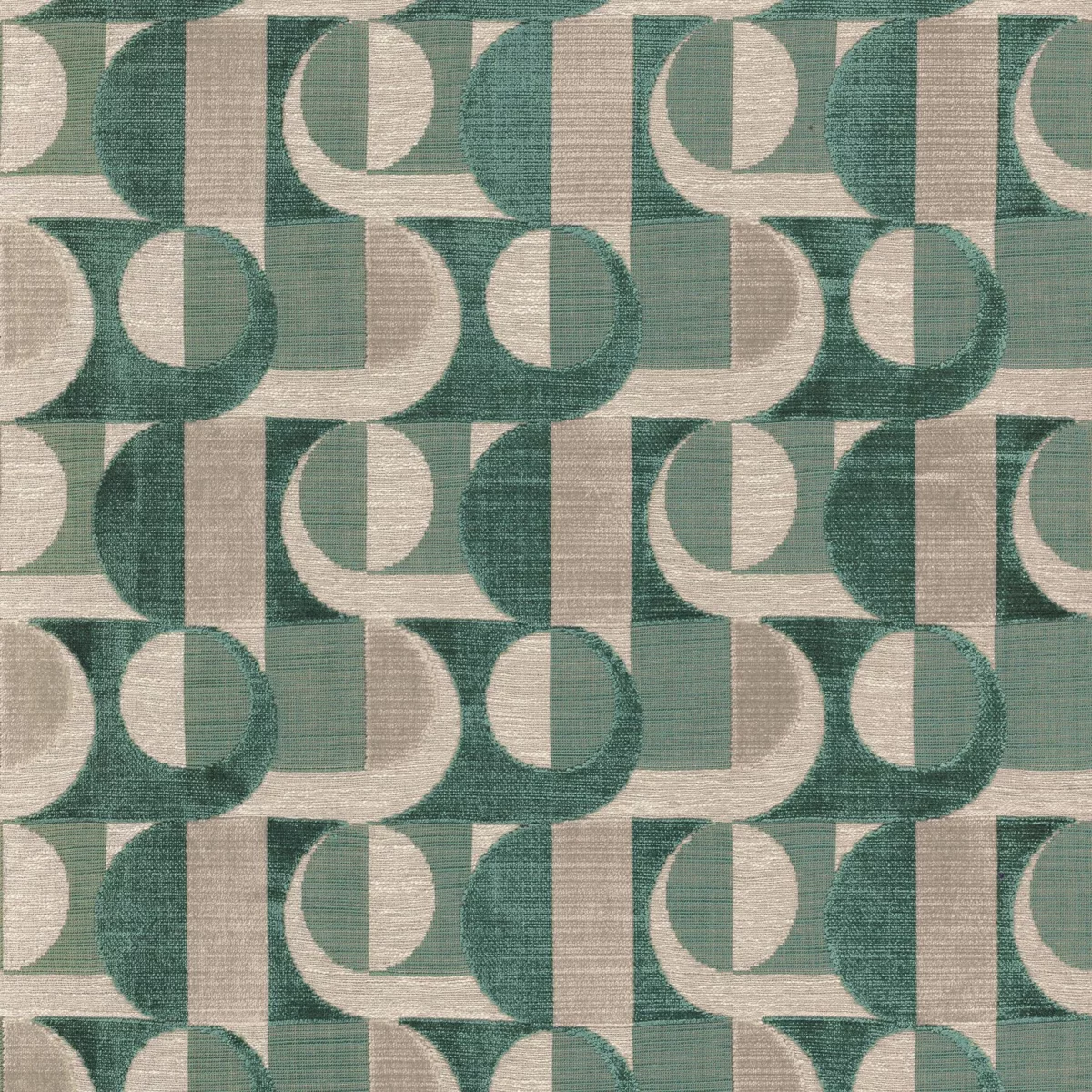 Alliance Fabric - Celadon by green geometric velvet-chenille fabric from Casamance