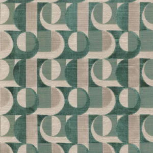 green geometric velvet-chenille fabric from Casamance