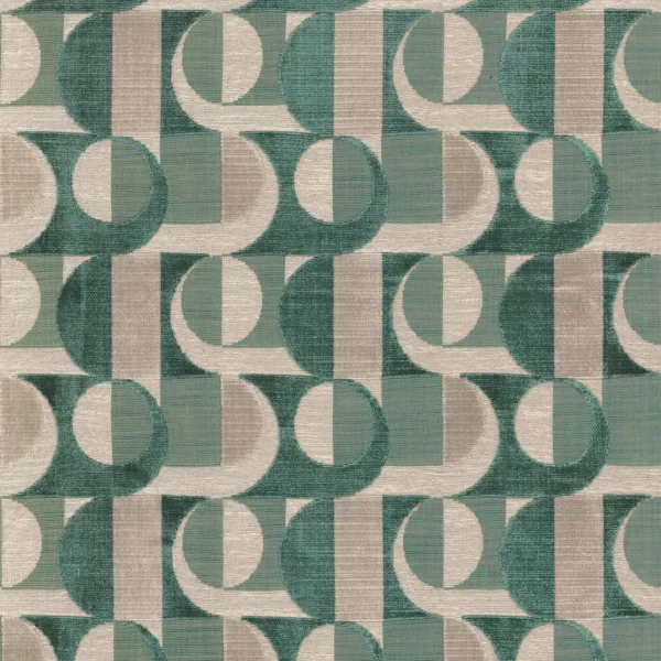 Alliance Fabric - Celadon by green geometric velvet-chenille fabric from Casamance