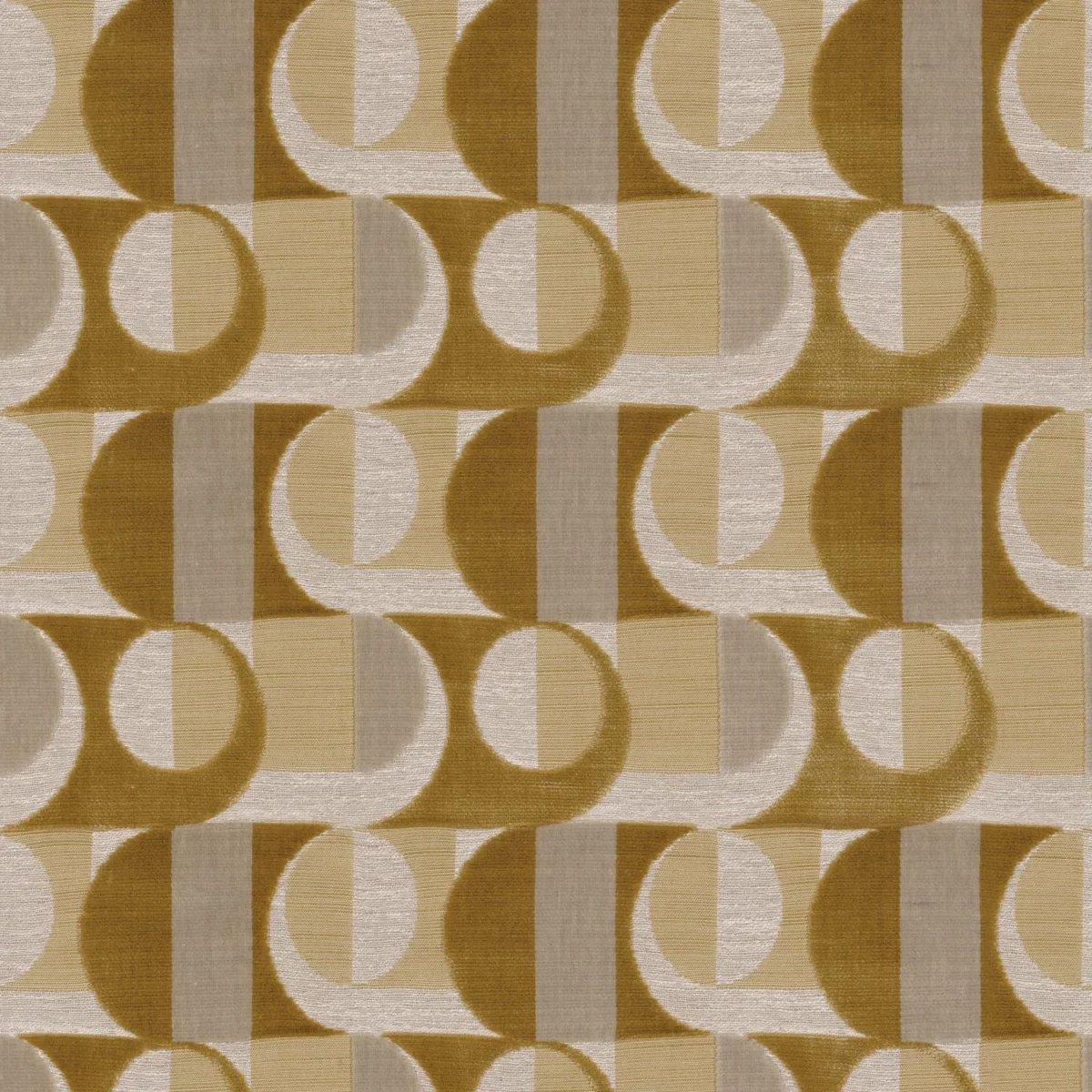 Alliance Fabric - Moutarde by yellow geometric velvet-chenille fabric from Casamance