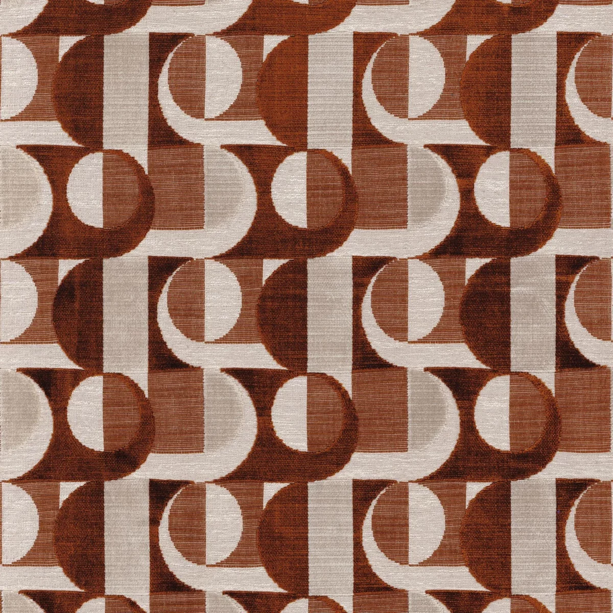Alliance Fabric - Acajou by red geometric velvet-chenille fabric from Casamance