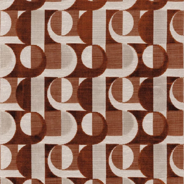 Alliance Fabric - Acajou by red geometric velvet-chenille fabric from Casamance