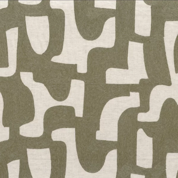 Entrelacs Fabric - Kaki by green misc embroideried fabric from Casamance