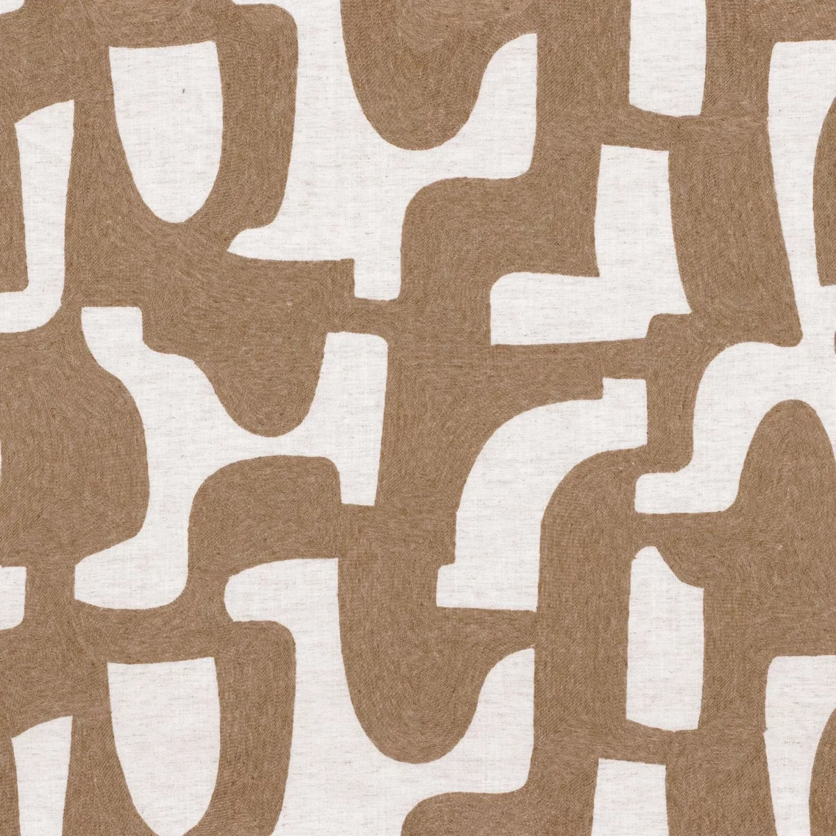 Entrelacs Fabric - Tabac by brown misc embroideried fabric from Casamance