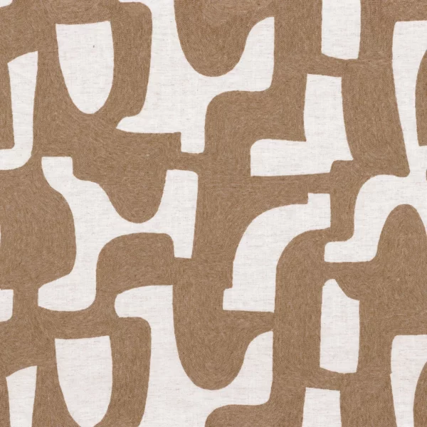 Entrelacs Fabric - Tabac by brown misc embroideried fabric from Casamance