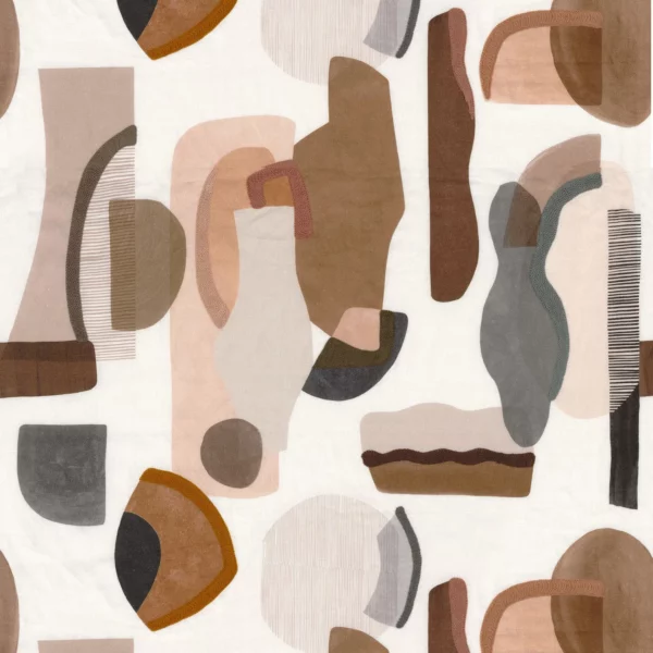 Machaya Fabric - Mordore / Gris by brown contemporary embroideried fabric from Casamance