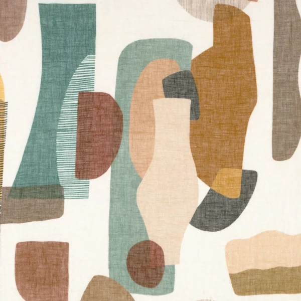 Machaya Print Fabric - Celadon Ambre by green contemporary linen fabric from Casamance