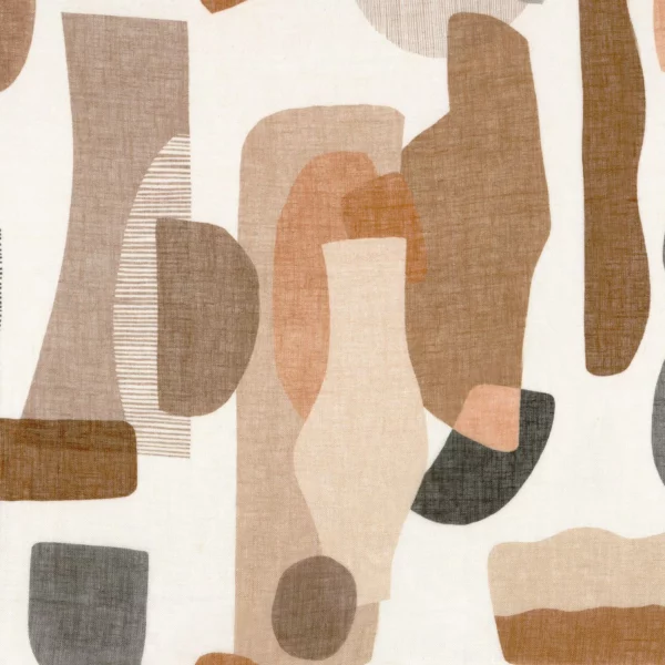 Machaya Print Fabric - Mordore Gris by brown contemporary linen fabric from Casamance