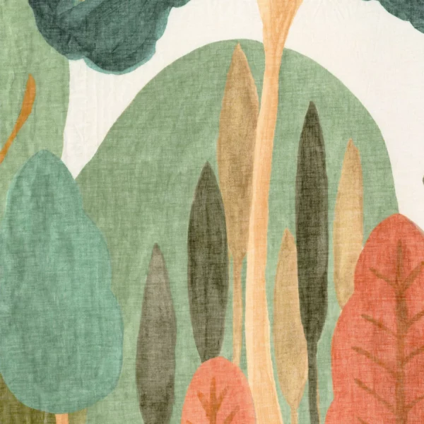 green botanical voile-sheer fabric from Casamance