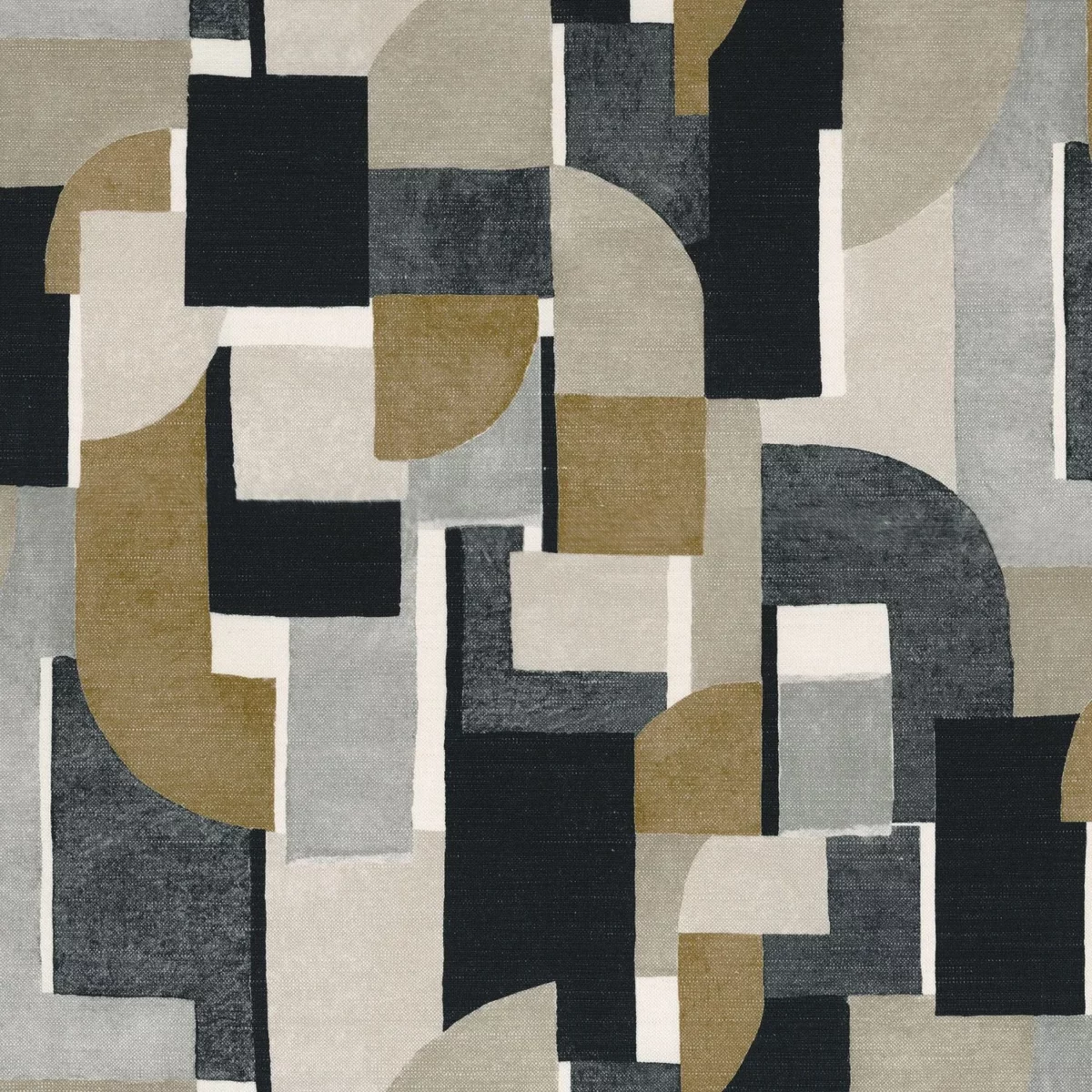 Montsouris Fabric - Beige / Carbone by black-grey misc printed fabric from Casamance