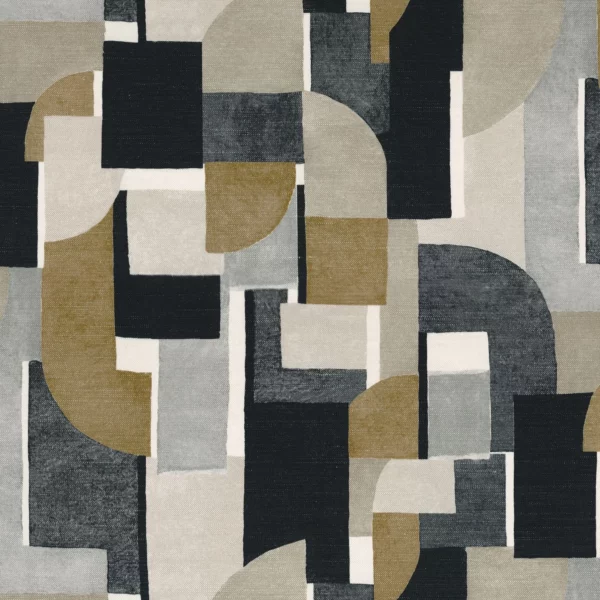 Montsouris Fabric - Beige / Carbone by black-grey misc printed fabric from Casamance