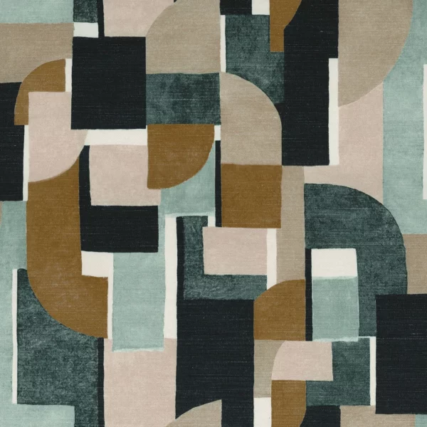 Montsouris Fabric - Celadon / Camel by green misc printed fabric from Casamance