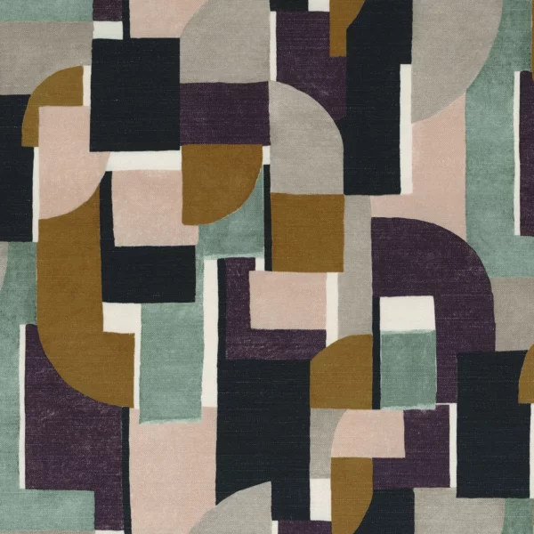 Montsouris Fabric - Violet / Celadon by multicolour misc printed fabric from Casamance