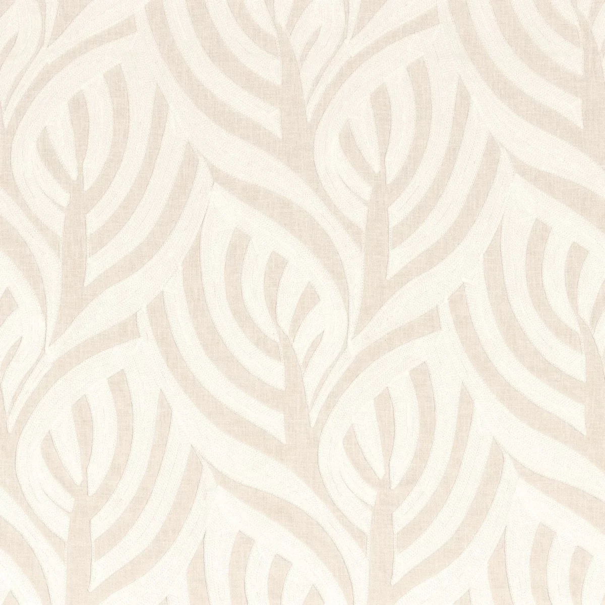 Catalpa Fabric - Blanc by white botanical embroideried fabric from Casamance