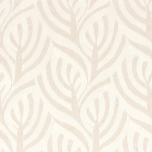 white botanical embroideried fabric from Casamance
