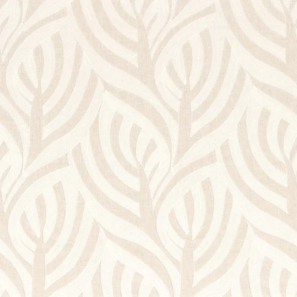 Catalpa Fabric - Blanc by white botanical embroideried fabric from Casamance