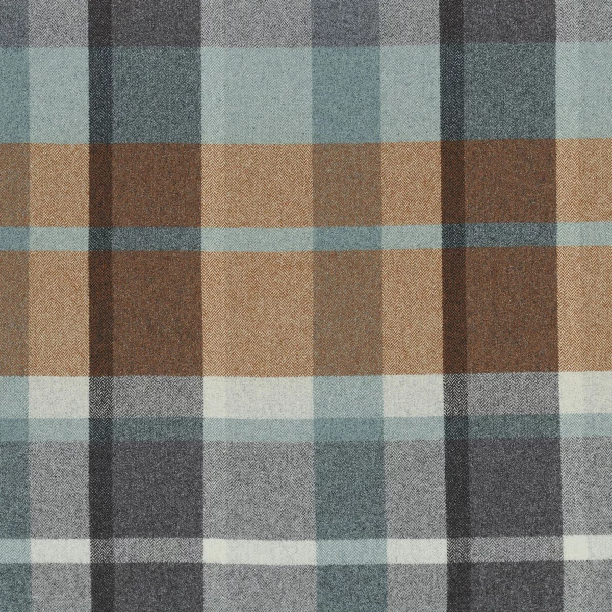 Vanoise Fabric - Ocre Bleu Nordique by blue checked woolen fabric from Casamance