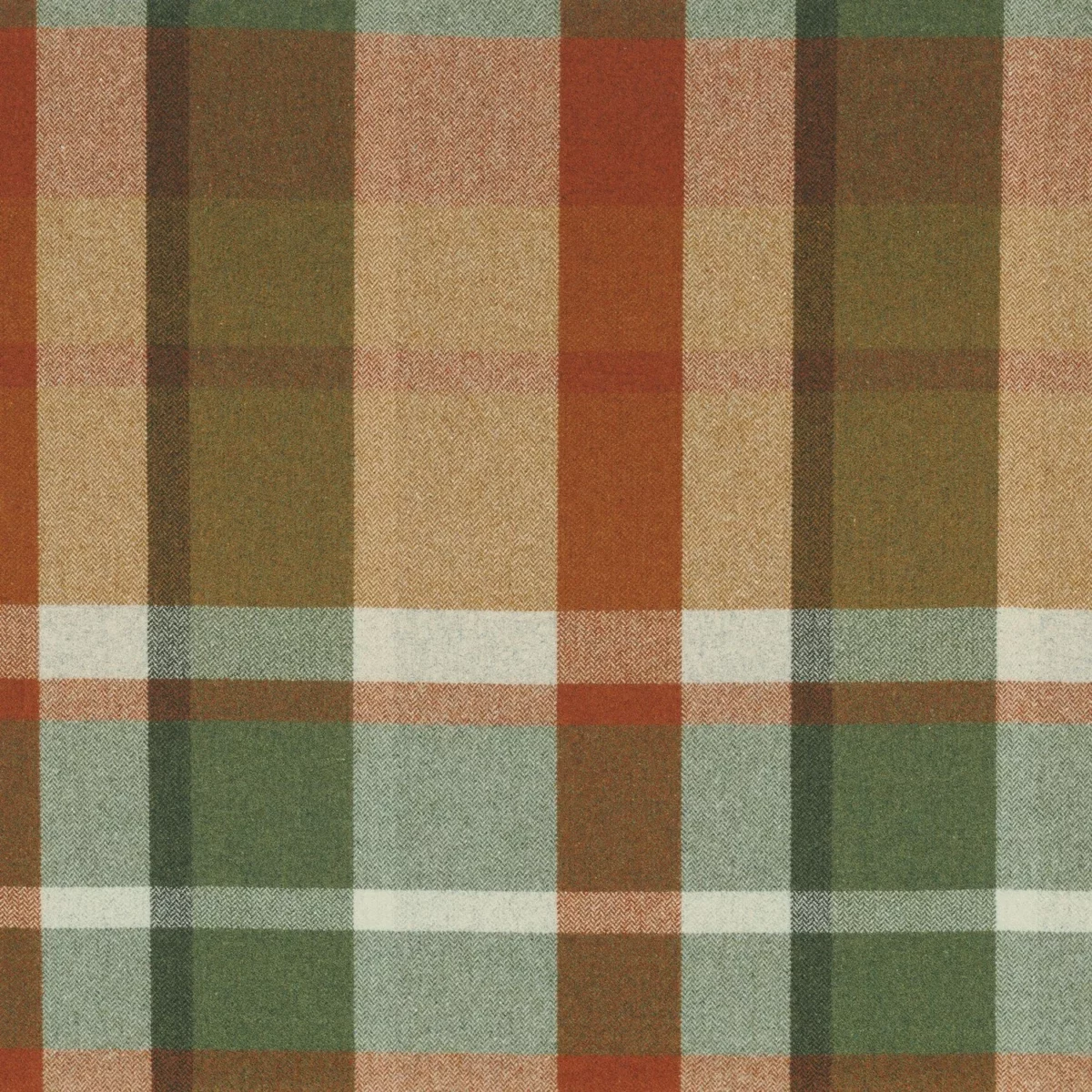 Vanoise Fabric - Orange Brule Vert Irlandais by green checked woolen fabric from Casamance