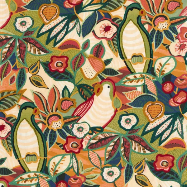 Pico Bonito Fabric - Multico by multicolour animal embroideried fabric from Casamance