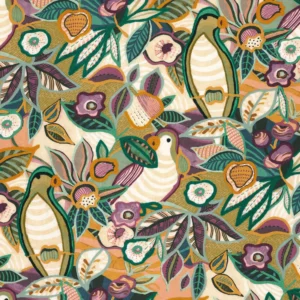 multicolour animal embroideried fabric from Casamance
