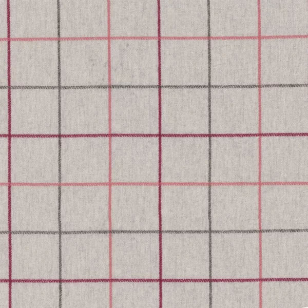Arpege Fabric - Rouge by pink checked woolen fabric from Casamance
