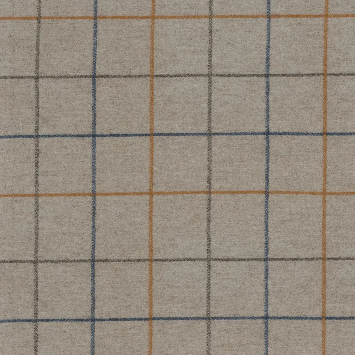 Arpege Fabric - Marron by blue checked woolen fabric from Casamance