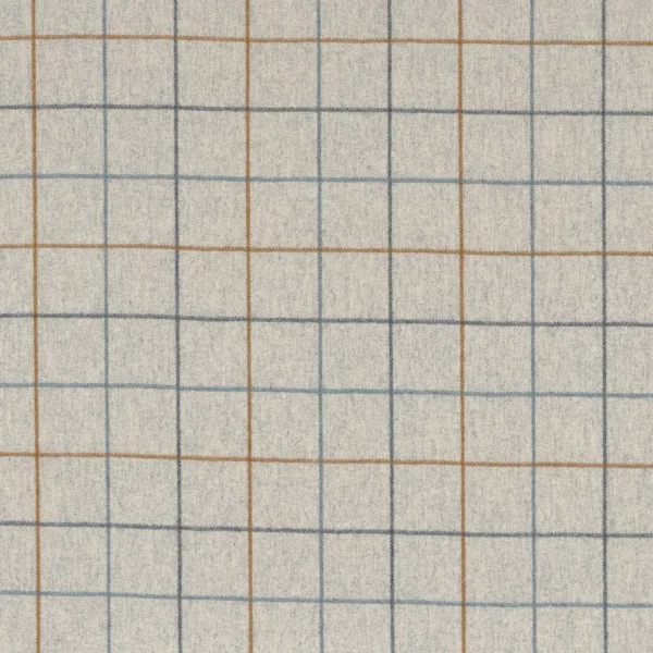 Arpege Fabric - Ocre Bleu Nordique by blue checked woolen fabric from Casamance