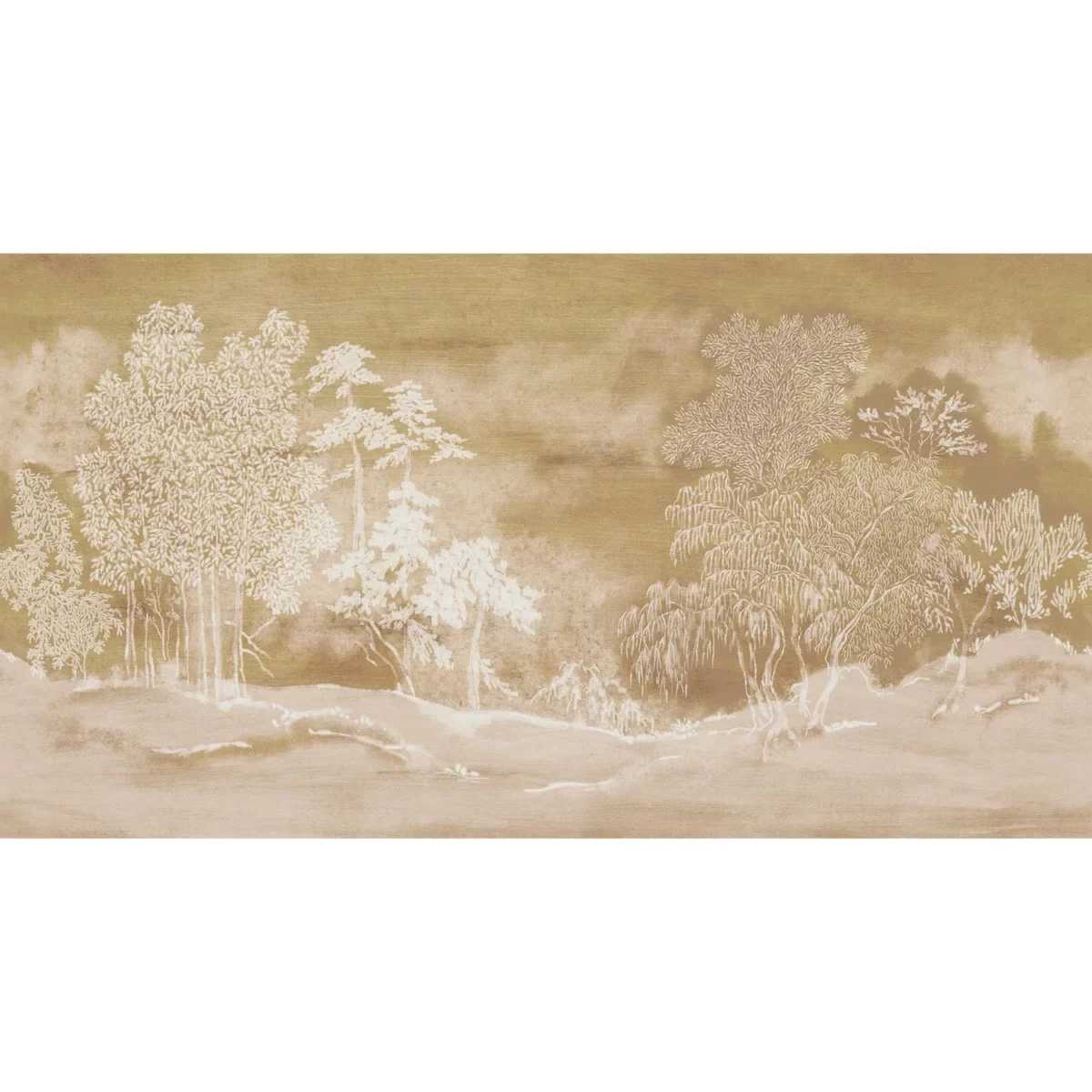 Koraku Wallpanel - Grège / Doré by neutral botanical wallpaper from casamance