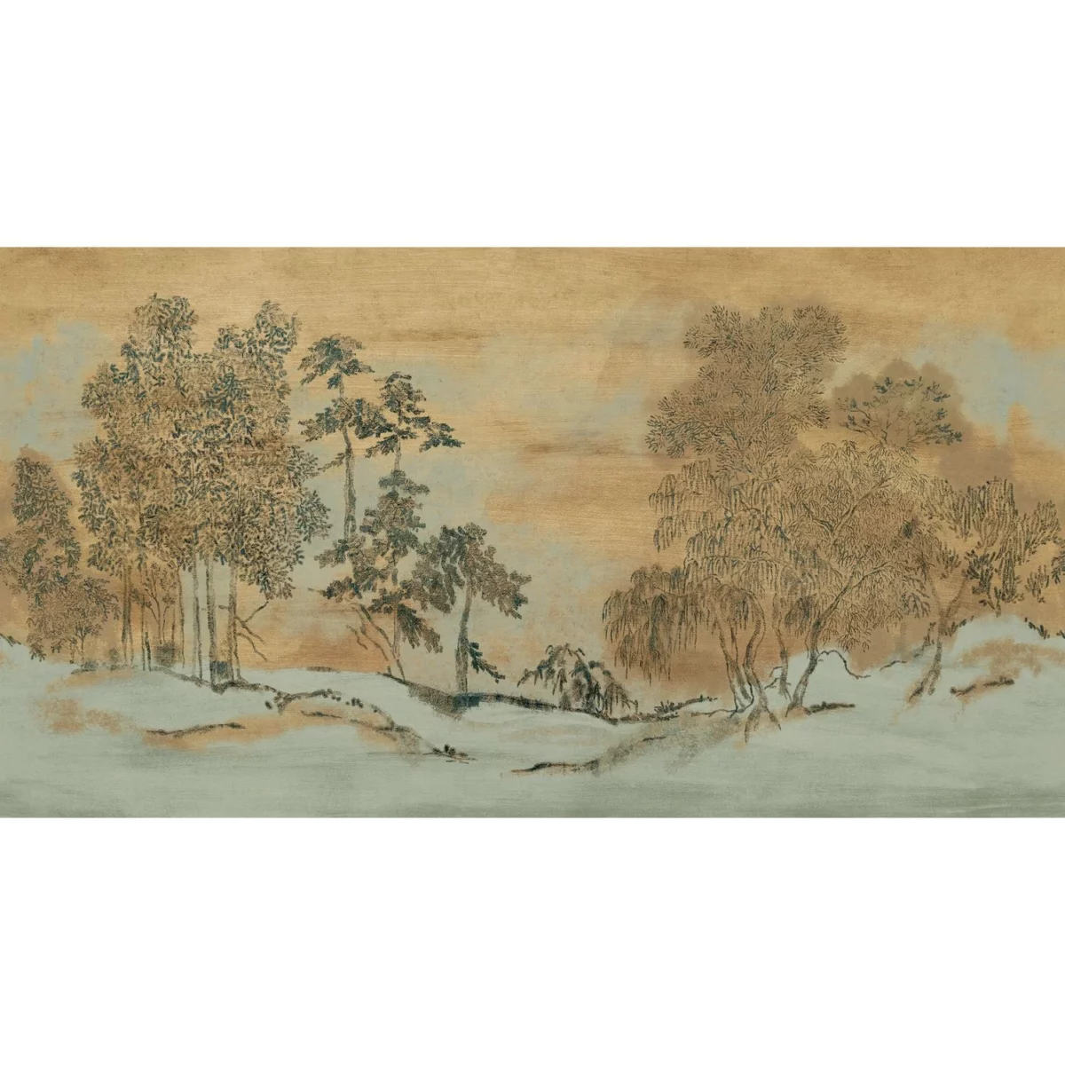 Koraku Wallpanel - Sauge / Doré by neutral botanical wallpaper from casamance