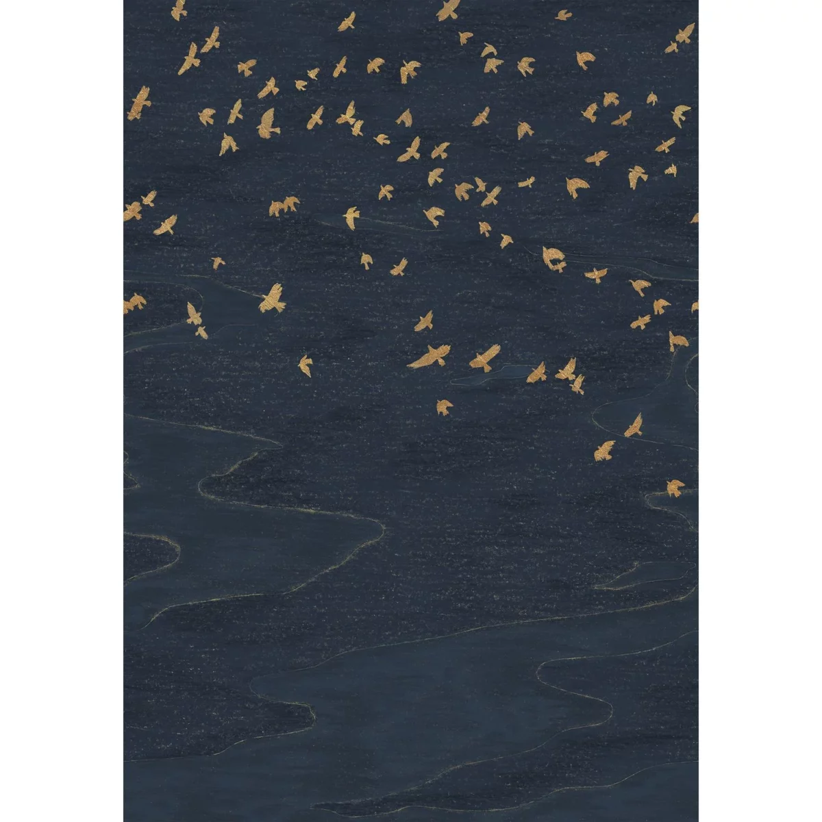 Migration Wallpanel - Marine / Doré by blue animal wallpaper from casamance