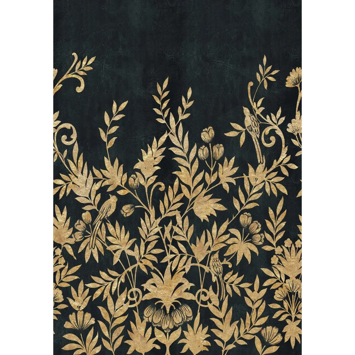 black-grey botanical wallpaper from casamance