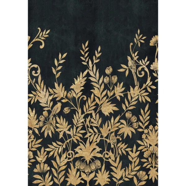 black-grey botanical wallpaper from casamance