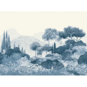blue botanical wallpaper from casamance