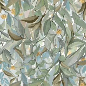 blue botanical wallpaper from casamance