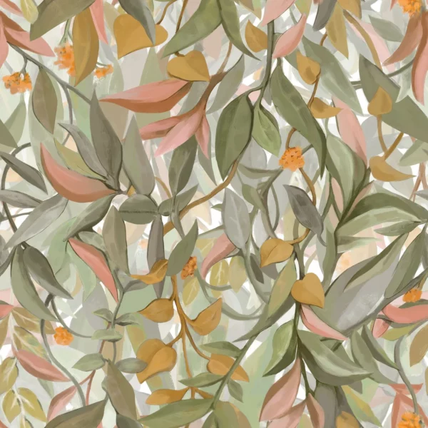 green botanical wallpaper from casamance