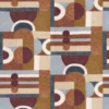 red geometric embroideried fabric from Casamance