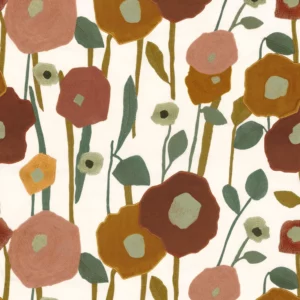 multicolour botanical embroideried fabric from Casamance