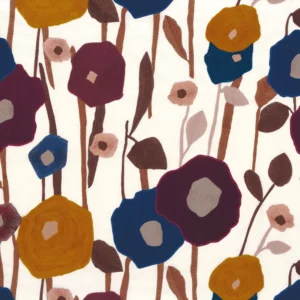 multicolour botanical embroideried fabric from Casamance