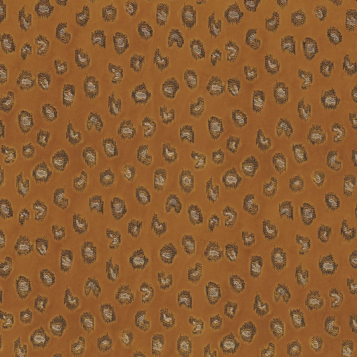 Daim Fabric - Camel by orange spotted embroideried fabric from Casamance
