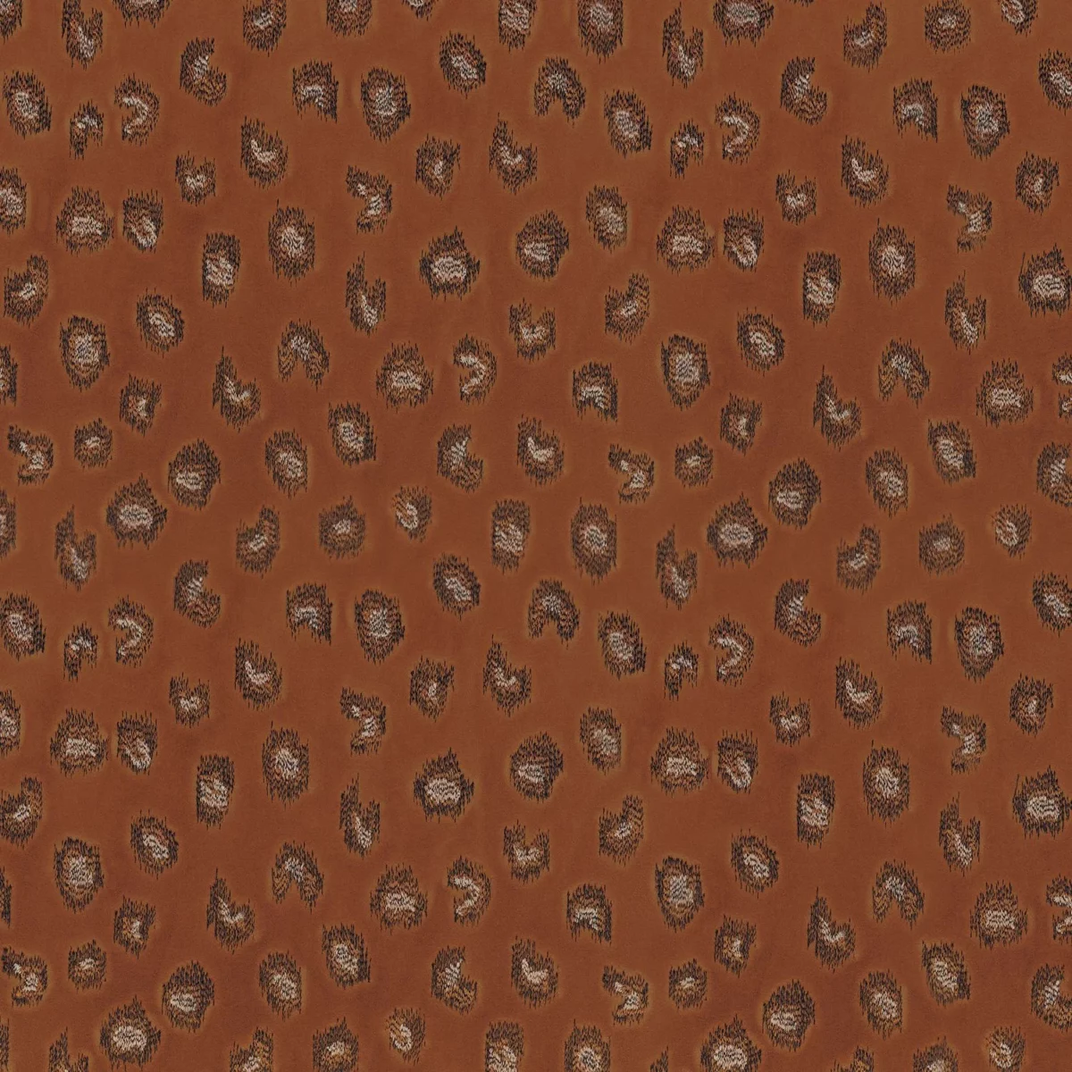 Daim Fabric - Terracotta by red spotted embroideried fabric from Casamance