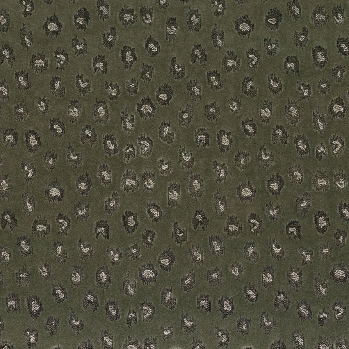 Daim Fabric - Kaki by green spotted embroideried fabric from Casamance