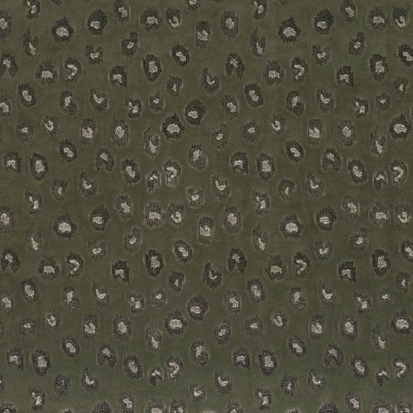 Daim Fabric - Kaki by green spotted embroideried fabric from Casamance