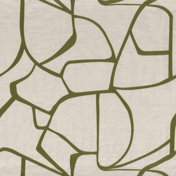 Lacis Fabric - Olive by green contemporary embroideried fabric from Casamance