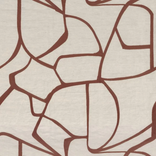 Lacis Fabric - Acajou by red contemporary embroideried fabric from Casamance