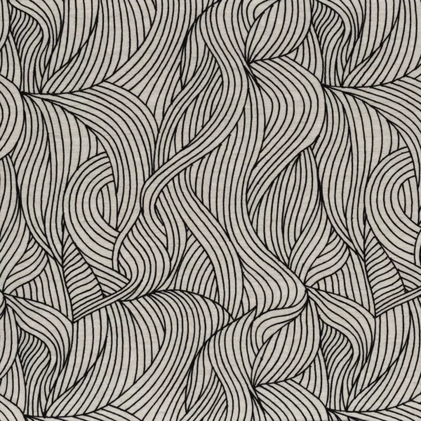 Naviglio Fabric - Noir by black-grey contemporary embroideried fabric from Casamance